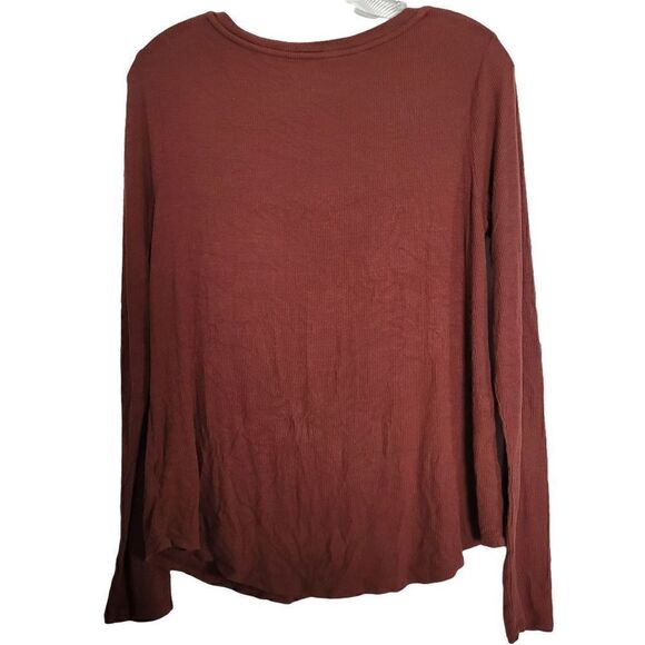 BRICK Red Seriously Soft Ribbed Long Sleeve V Neck - Picture 4 of 4